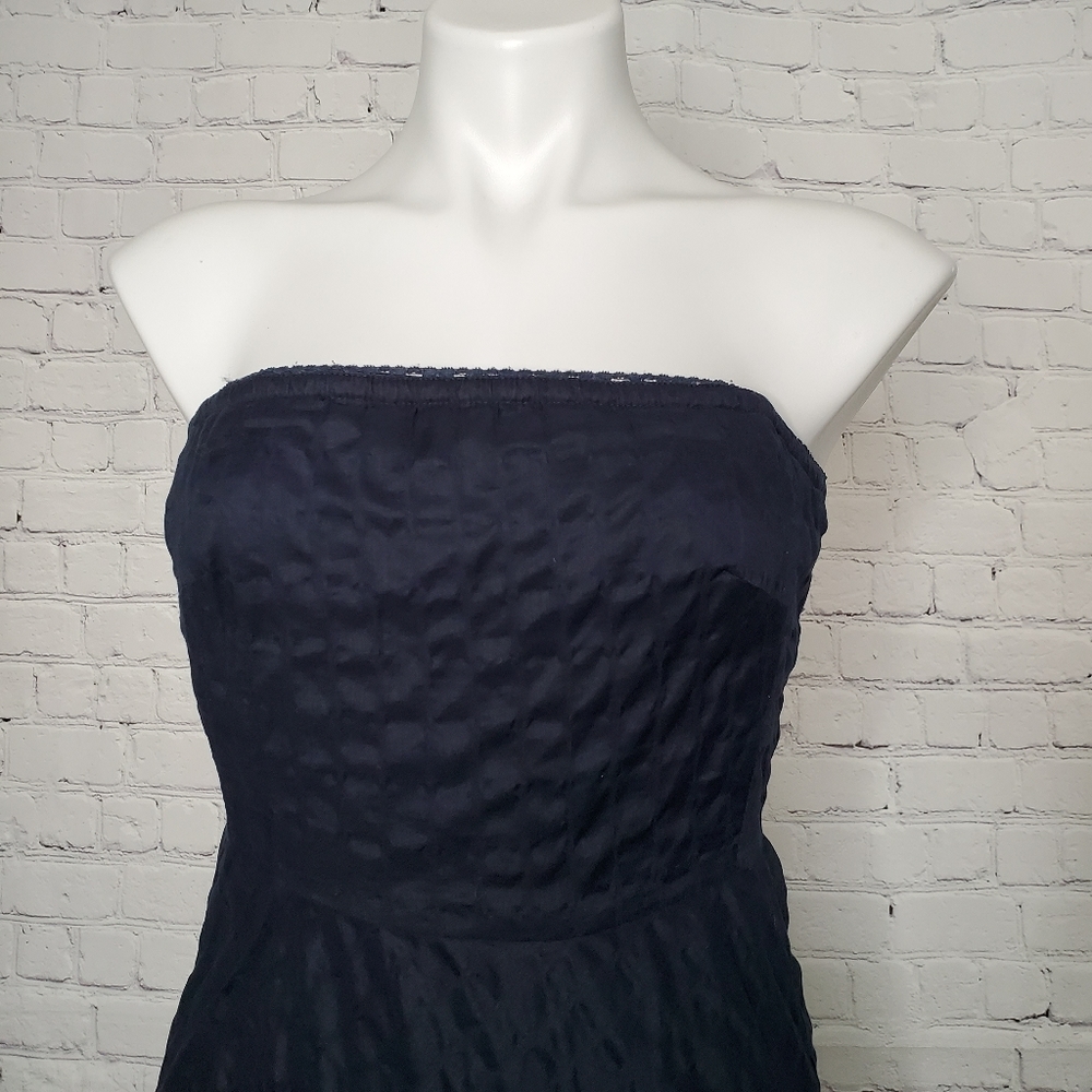 J.Crew Navy Blue Quilted Strapless Dress Size 0 - Picture 2 of 8